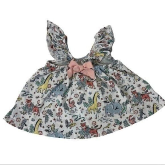 Dylan & Abby Safari Tunic Top size 18M Winged Sleeves Bow On Back - Picture 2 of 8